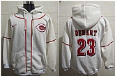 Cincinnati Reds 23 Dehart White Nike All Stitched Pullover Hoodie,baseball caps,new era cap wholesale,wholesale hats